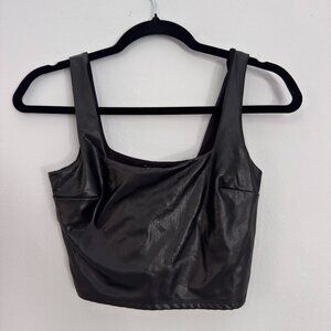 Express Body Contour Faux Leather Crop Tank